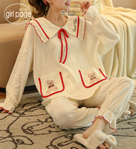 Japanese GP Pure Cotton Pyjamas Woman Fall Long Sleeve Long Pants Suit Sweet Princess Wind Autumn Winter Great Yard