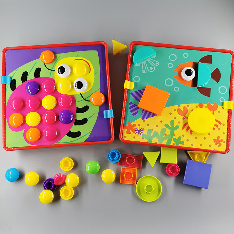 Child 2-3-4-5-6-year-old big particle mushroom nail educational toy kindergarten baby puzzle flapper button