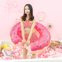 Inflatable doughnut swimming ring pink Brown adult pvc sports swimming supplies cute girl life preserver