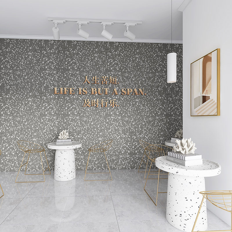 3D Watermill Stone Bar Dining Room Milk Tea Shop Integrated Wall Panel Industrial Wind Wall Buttoned Board Light Lavish Clothing Shop Hotel