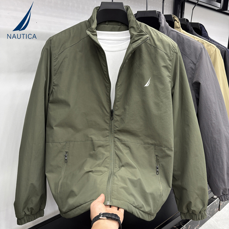 Nautica/Notica Men's Jacket Autumn and Winter Style Fleece-Lined Thickened Stand-Up Collar Coat Windproof and Warm Men's Top