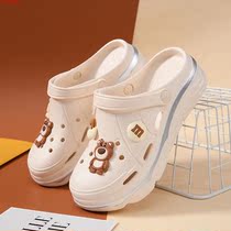 Thick-sole shoes womens summer new outer wear fashionable anti-skid bag-head stepping shit-cool slippers