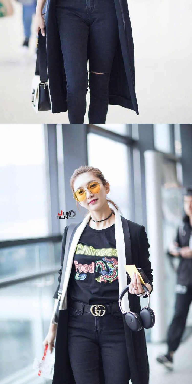 Ông tình yêu ngôi sao mới Jiang Shuying trong phần dài của chiếc áo khoác retro màu tương phản - Business Suit áo da nữ đẹp