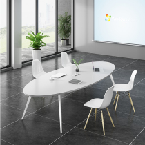 Small oval conference table simple modern training table long table simple desk staff negotiation table and chair combination