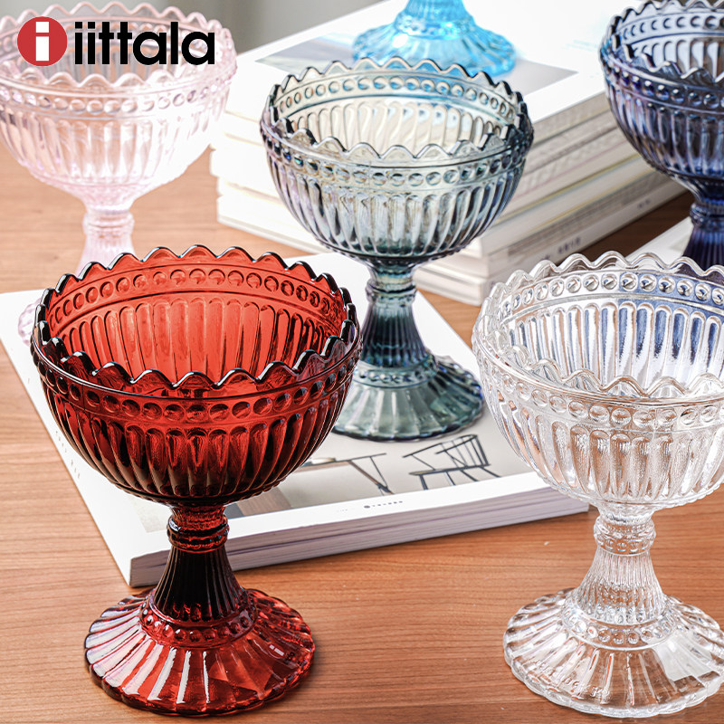 Finnish Iittala Itara Marimekko Mary Bowls Unleaded Crystal Glass Sweet Bowl High Foot Sweet Pint