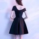 Evening dress for women, banquet, luxury, niche, high-end, high-end, one-shoulder black dress for adults