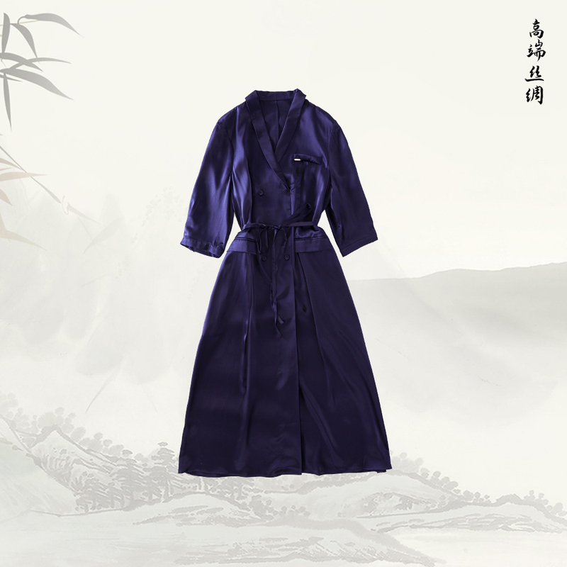 Xing Kangli Selection (1280) Mulberry Silk New Chinese Style Simple Long Dress with Pockets 516236