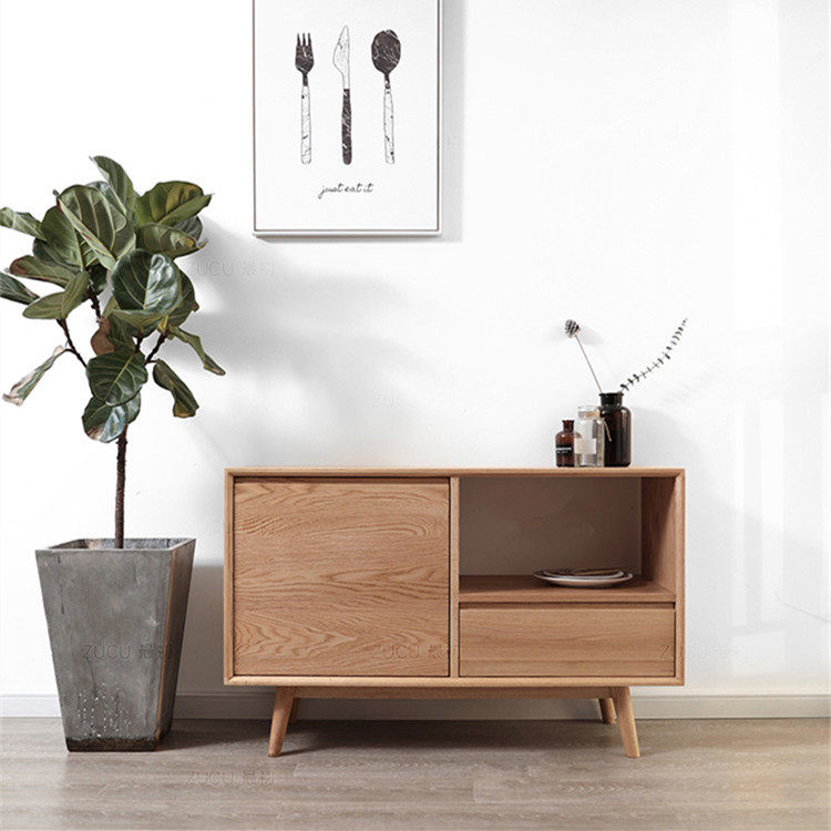 Nordic Solid Wood Mesh Red Dining Cabinet Minimalist Modern Display Cabinet Storage Multifunction Small Wine Cabinet Tea Water Cabinet TV Cabinet