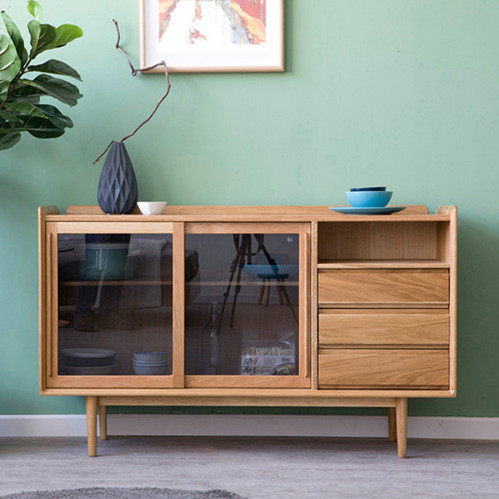 Nordic solid wood dining side cabinet minimalist modern small family style Living room Genguan Cabinet Decorative Cabinet Home Tea Water Cabinet Intake Cabinet