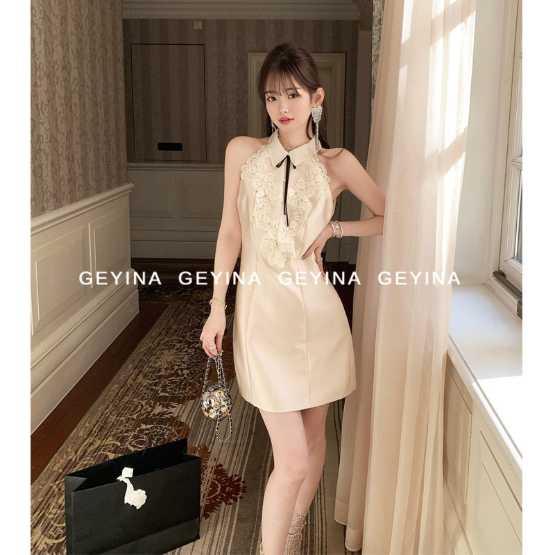 [Same Style as Zhao Lusi] Geyina Haute Couture 2025 Summer New Style Rich Girl Dress Sleeveless Halter Dress