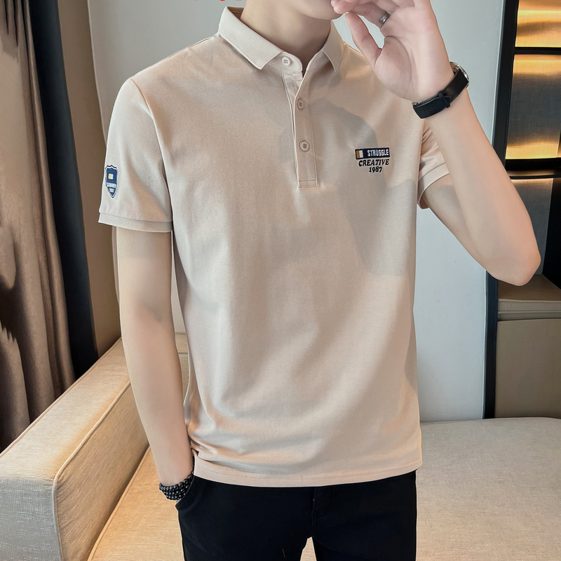 Summer Thin Polo Shirt Men's Short-Sleeved T-Shirt 2026 New Embroidered Ice Silk Pique Cotton Summer Collared Half-Sleeve