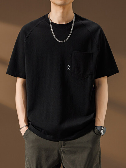 Trendy Short-Sleeve T-Shirt for Men with Pocket Design, Summer 2025 New Style, Cool Silk Sorona Half-Sleeve Tee