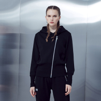 TIFFAFit TIFFA Fit Black colorful oblique zipper warm three-dimensional velvet Oversized cap velvet hoodie sweater