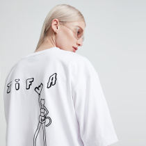 TIFFAFit TIFFA Fit Summer fresh white Embroidered zipper hem Loose profile womens short-sleeved T-shirt