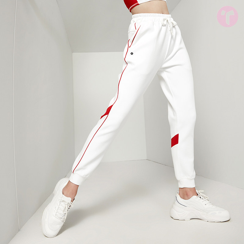 TIFFAFit TIFFA Fit red and white contrast retro school uniform sports casual cropped pants