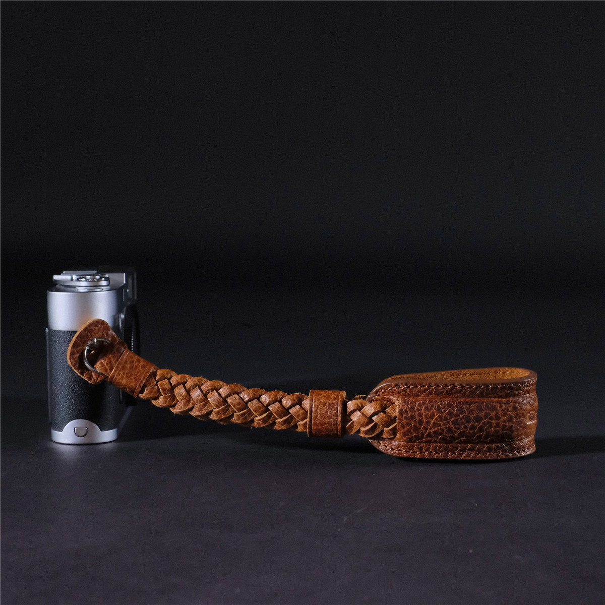 cam-in Vintage Style Genuine Leather Camera Wristband with Cowhide Braided Wristband Micro-SLR Camera Canon