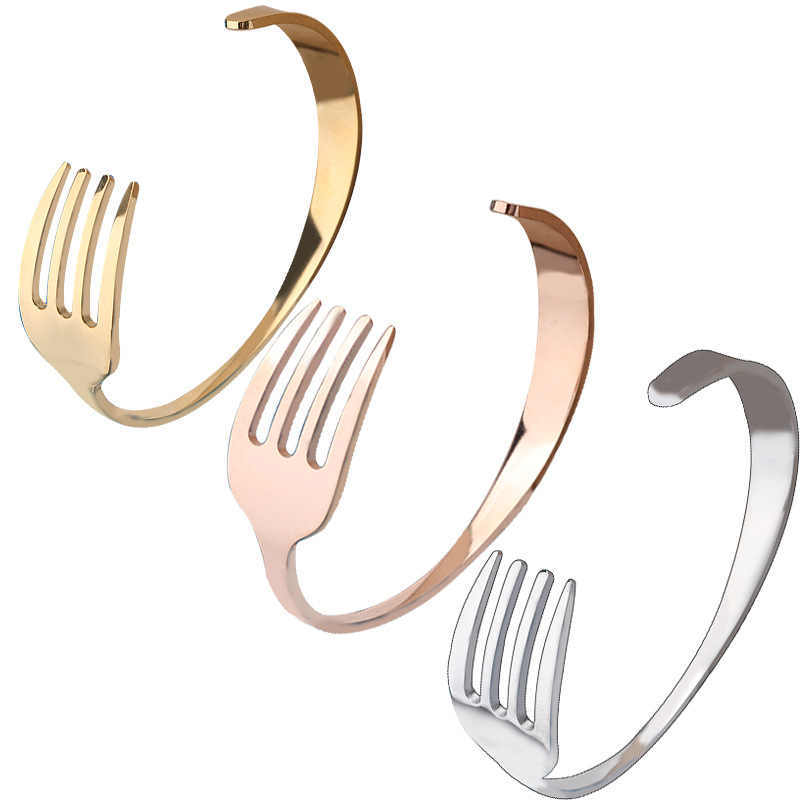 New Creative Stainless Steel Fork Bracelet Gift for Couples Versatile C-Shaped Open Bracelet New Creative Stainless Steel Fork Bracelet Gift for Couples Versatile C-Shaped Open Bracelet