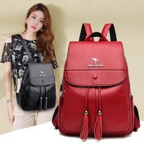 Hong Kong Bull Leather Double Shoulder Bag Woman 2022 New Fashion Genuine Leather Big Capacity School Bag Trend 100 lap soft leather backpack