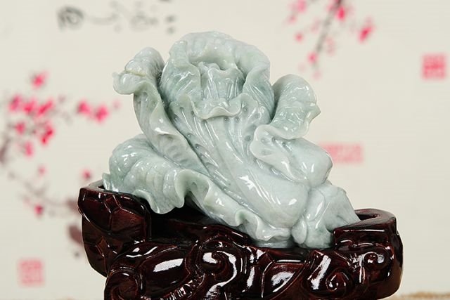 Ánh sáng màu xanh ngọc bích chạm khắc ngọc bắp cải trang trí Miến Điện ngọc bộ sưu tập Baibai đồ trang trí ngọc món quà tân gia lễ [bd vòng đá cẩm thạch