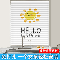 Roller blinds blackout-free installation toilet bathroom waterproof Shangri-La lift-pull home kitchen curtains