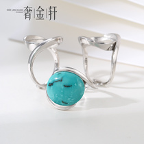 2021 new S925 sterling silver simple round ring empty bracket female inlaid beeswax amber jade silver bracket ring bracket 8M