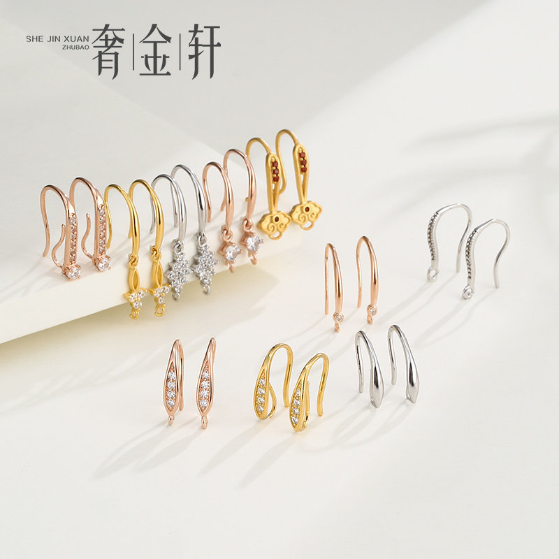 DIY 925スターリングシルバーイヤリングアクセサリー：手作りのパール象嵌イヤリングカフとフック、18Kゴールドイヤリングフックとアクセサリーを使用