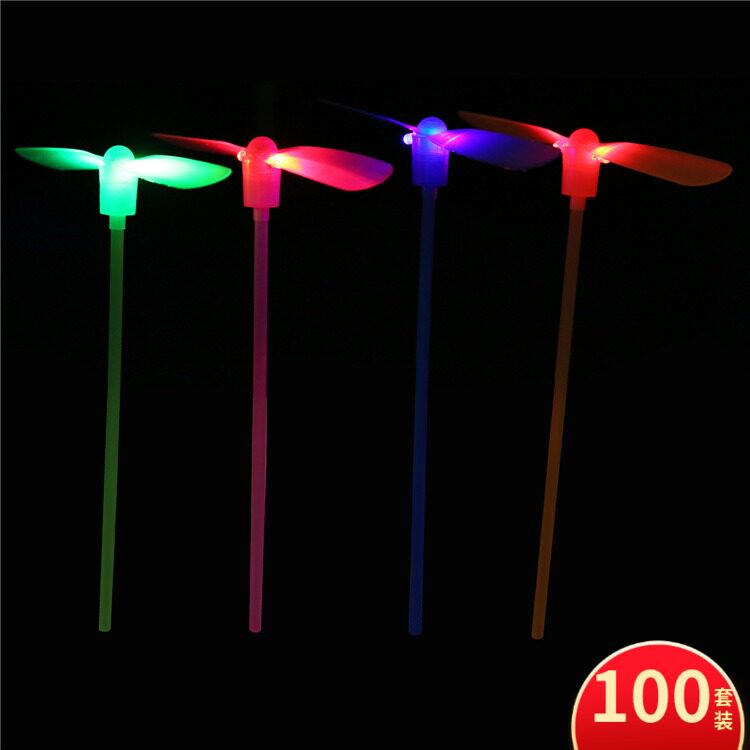 Children's puzzle creative Frisbee rotating flash toy luminous bamboo dragonfly flying fairy hand push flying saucer stall