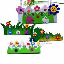 Kindergarten classroom environment layout blackboard newspaper decoration material Foam fence flower mini decorative flower railing