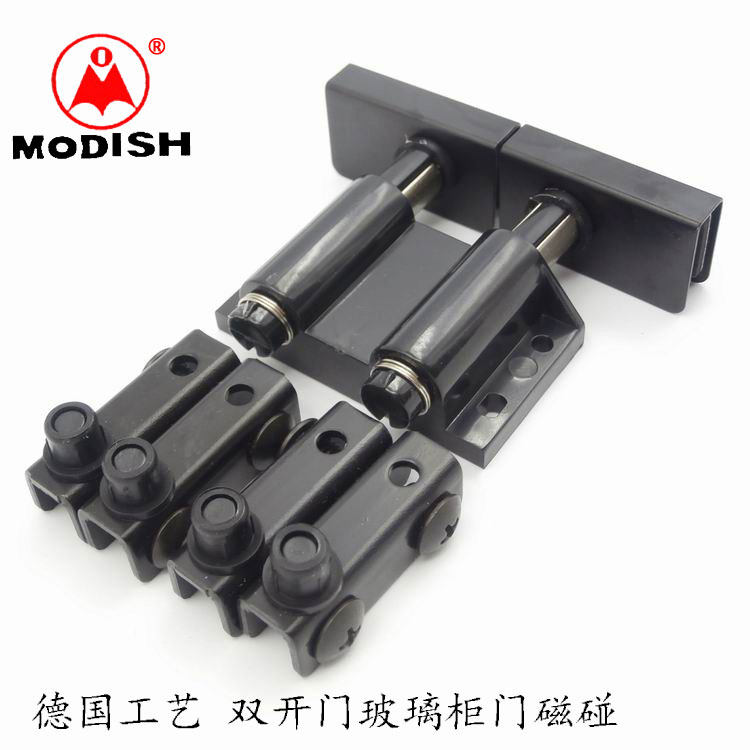 Single double door glass magnetic touch suction wine cabinet door clip glass hinge fitting cabinet door black glass hinge upper and lower door hinge