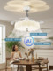 Fan Lamp, Restaurant Ceiling Fan Lamp, French Mid-Century Style, Light Luxury Bedroom Fan Integrated Lighting Fixture, Cream Style Room Chandelier