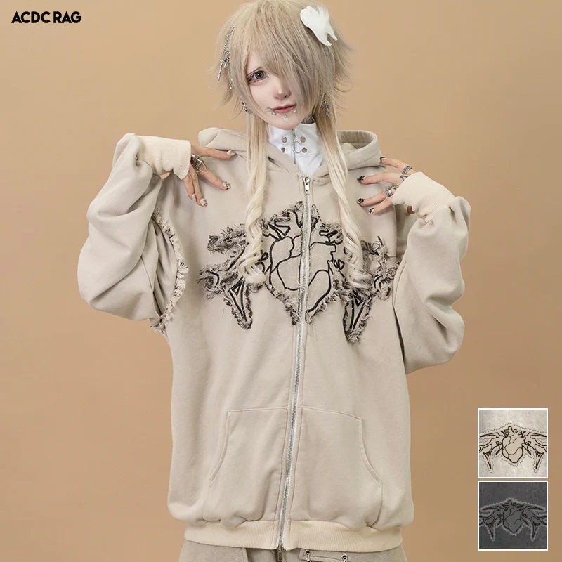 Acdc Rag Collaboration Gedraji Wasteland Destruction Zip-Up Hoodie Acdc Rag Collaboration Gedraji Wasteland Destruction Zip-Up Hoodie