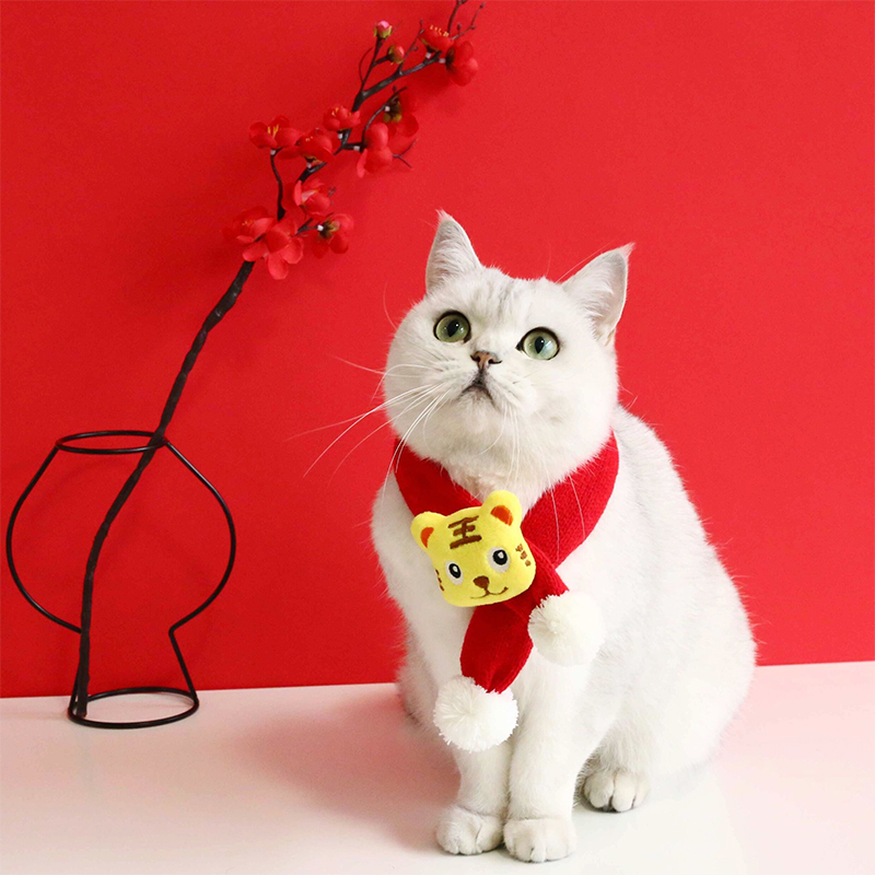 Kitty Neckline Scarf neck Cat Cat Neck Necklace Decoration Collar bell Knitted Dog Neck Ring New Year Pet Ornaments