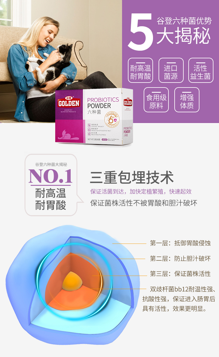 Gudeng men vi sinh mèo men vi sinh điều hòa đường tiêu hóa mèo với sáu loại vi khuẩn gây nôn giúp tiêu hóa mèo đặc biệt kho báu đường tiêu hóa - Cat / Dog Health bổ sung 	sữa cho mèo uống	