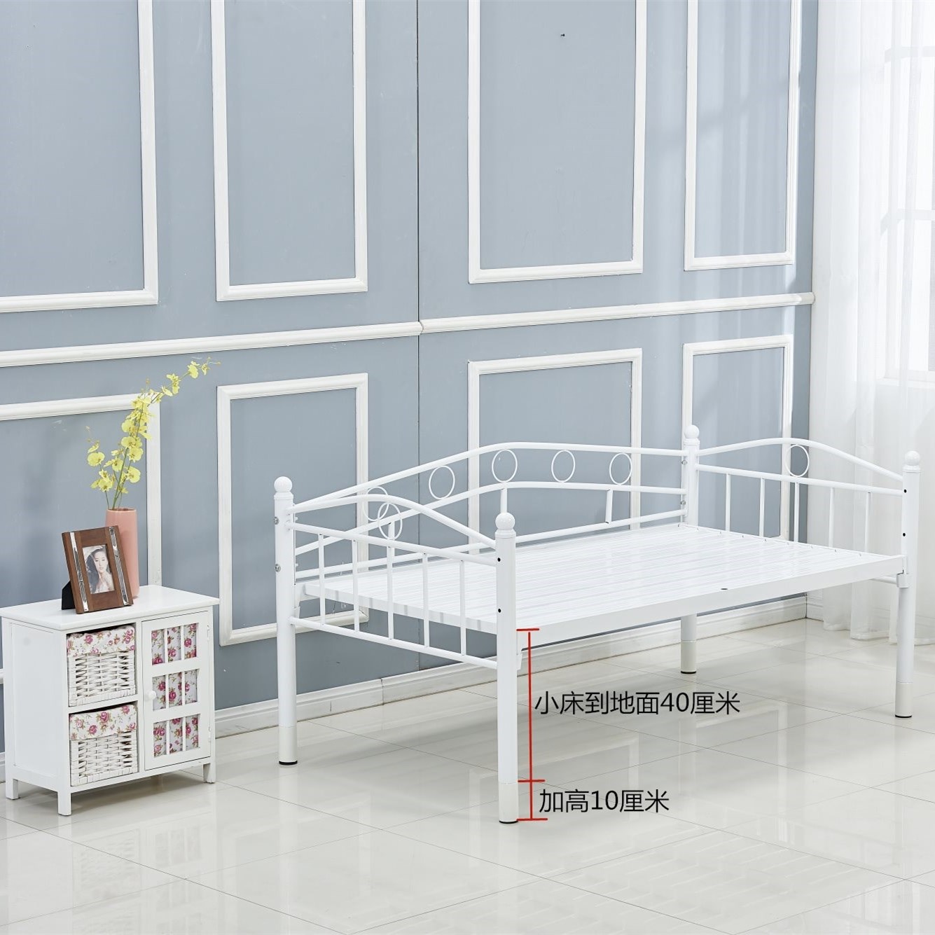 Màu xanh lá cây rèn hàng rào sắt với giường trẻ em nâng cao nâng cao phần chân và các phụ kiện nâng cao nâng cao nâng cao chân chèn đơn giản - Giường giuong sat