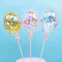 Birthday cake decoration ins net red 5 inch black gold blue pink transparent sequined balloon dessert table plug-in