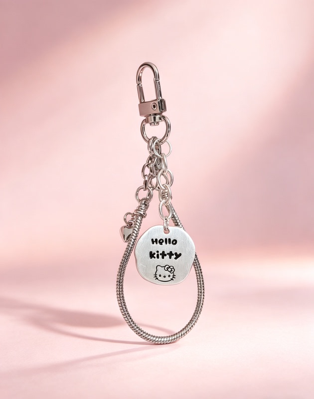 Snake Bone Chain Silver Short Phone Chain Keychain【  】Hellokitty Keychain