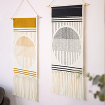 Nordic minimalist Tapestry bedroom background cloth fabric bedside decoration meter box tassel cotton thread woven hanging painting