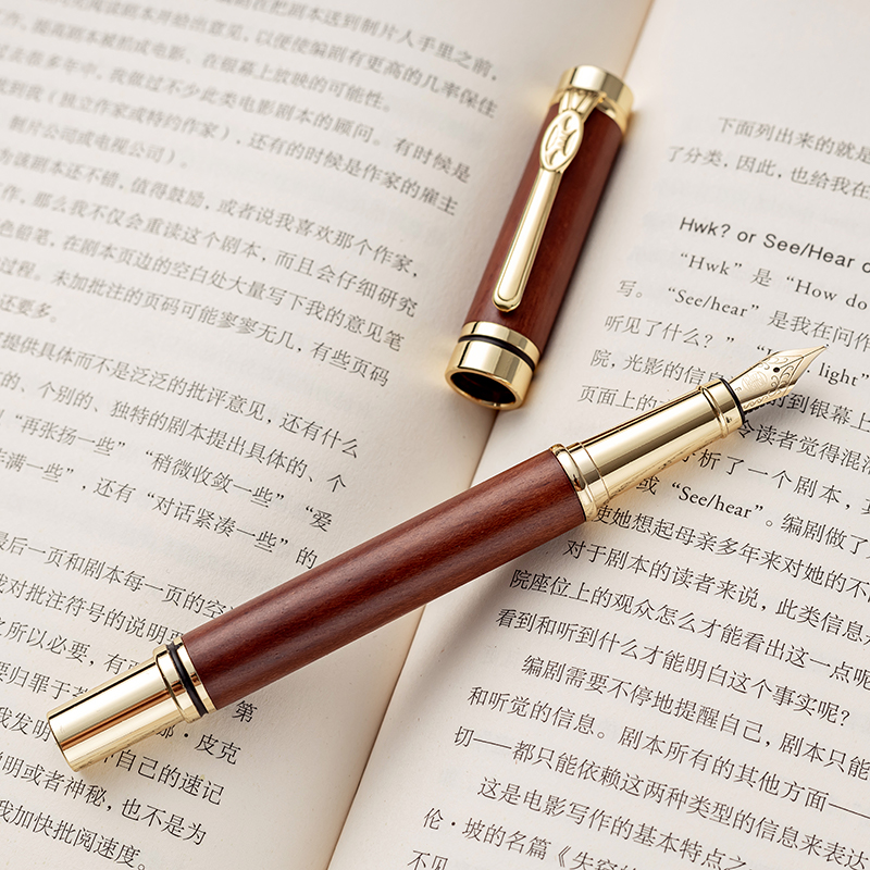 (more suitable for practicing calligraphy) small tipped pen men's high-end business gifts custom pen practice calligraphy signature brass wood pen sandalwood
