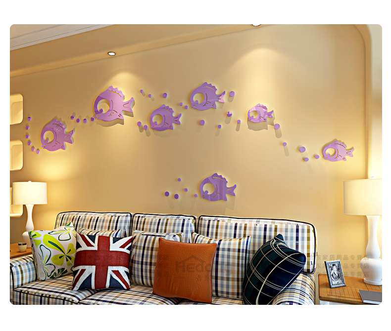 Fish waterproof bathroom tile stickers paper 3 d cartoon express it in sitting room metope of children room decorate yakeli