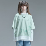 Зеленый комплект, хлопковый приятный телу лонгслив в стиле хип-хоп для влюбленных, круглый воротник, свободный крой