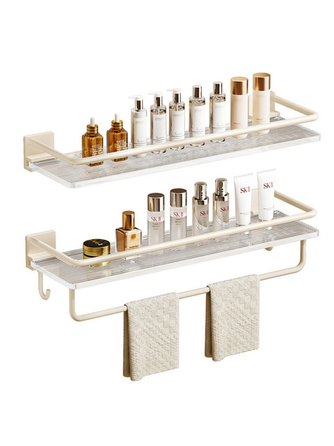 French Imported Ziwoo Bathroom Storage Rack Wall-Mounted Washbasin Milk White Acrylic Punch-Free Storage Rack