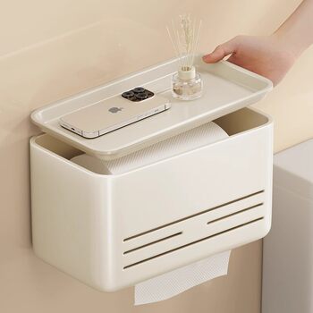 French Imported Ziwoo Milk White Bathroom Tissue Box Paper Box Wall-Mounted Punch-Free Roll Paper Storage Rack