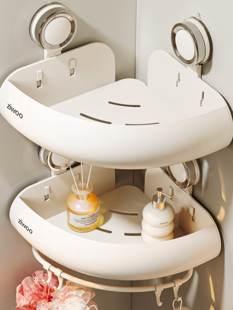 French ZIWOO suction cup bathroom storage rack bathroom punch-free shower wall corner triangle storage shelf
