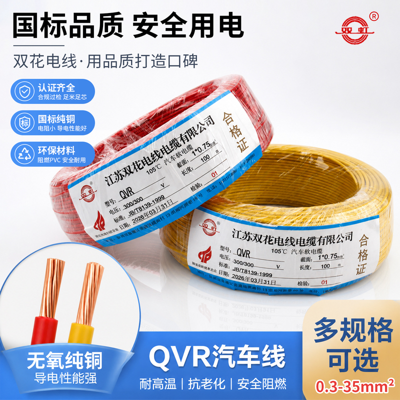 National Standard Qvr Automotive Wiring Harness Modification Wire Pure Copper 0.5/0.75/1/1.5/2.5 Square 105 ℃ Flame Retardant Wire National Standard Qvr Automotive Wiring Harness Modification Wire Pure Copper 0.5/0.75/1/1.5/2.5 Square 105 ℃ Flame Retardant Wire