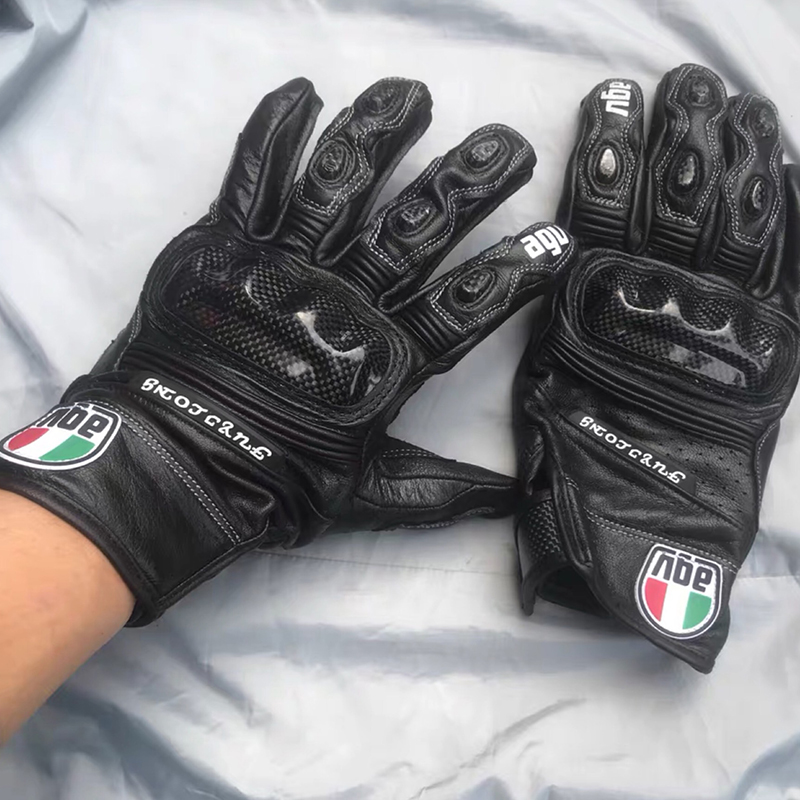 AGV Carbon Fiber Locomotive Gloves Summer Locomotive Racing Leather Anti-Fall Waterproof Comfort Women and Men Four Seasons