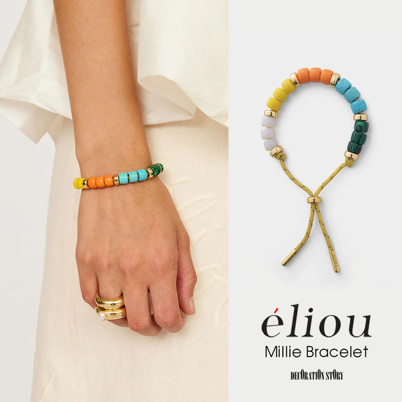 In Stock Eliou Fashionable Colorful Semi-Precious Stone Beaded Bracelet Made in Miami, Usa, Adjustable, Same Style as Lin Junjie