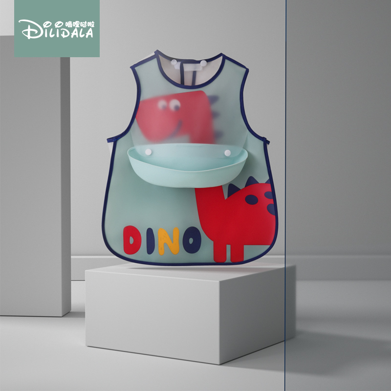 Baby eat bib summer waterproof children's overcoat saliva bib super soft baby tank top type sleeveless rice pocket