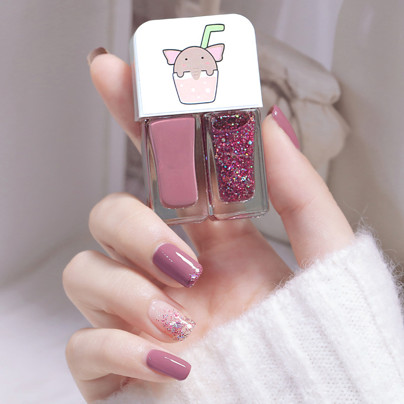 Aqueous Bicolor Nail Polish 8ml Woman Free Toasted Ripping Double Neutron Star Nail Polish Two Suits of Twin Beauty Nail Polish