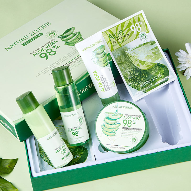 Sub-Aloe Vera Soothing Moisturizing Skincare Five Pieces Of Gift Box Dress Student Men And Women Gentle Moisturizing Moisturizing Skin Care Kit