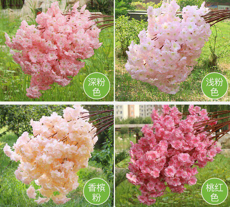 Fake flower living room emulated cherry blossom vines yellow outdoor creative flower tree flower arrangement flower branch powder color dotted with practical knot